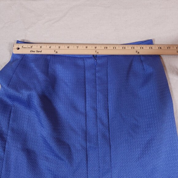 Tahari Arthur Levine Purple Blue Lined Pencil Skirt Womens 8 Rear Zip Pleats - Picture 4 of 14